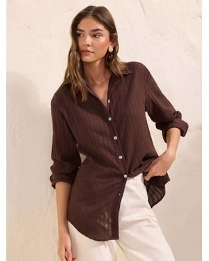 Friends Like These Textured Button Front Shirt - Brown