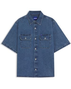 HUGO Short Sleeve Denim Shirt - Blue