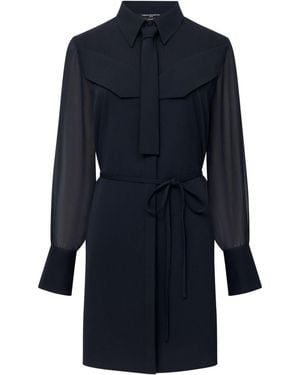 French Connection Arezzo Tie-Neck Shirt Dress - Blue