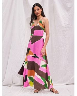 Ro & Zo Abstract Geo Print Dress - Pink