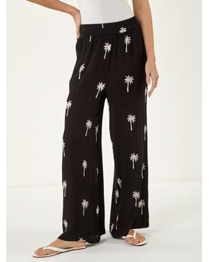 Roman Palm Tree Printed Pants - Black