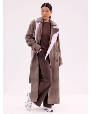 Ro & Zo Check Trench Belted Coat - Brown