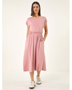 Roman T-Shirt Pocket Detail Midi Dress - Pink