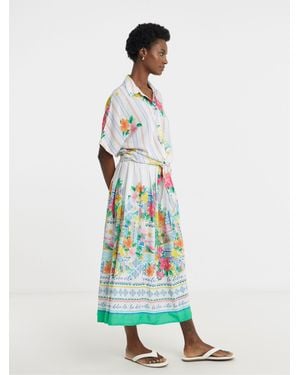JD Williams Linen Mix A Line Midi Skirt - White
