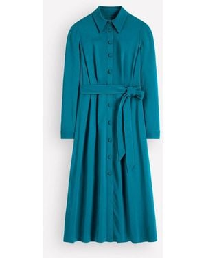 Boden Kate Pleated Shirt Dress - Blau