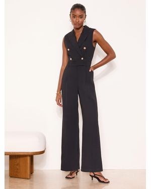 Lipsy Petite Tux Sleeveless Military Button Jumpsuit - White