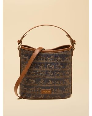 Joules Horse Print Bucket Bag - Black