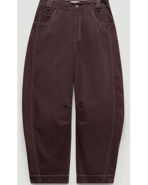 Hush Dark Merlot Bryce Barrel Leg Seam Detail Pants - Purple