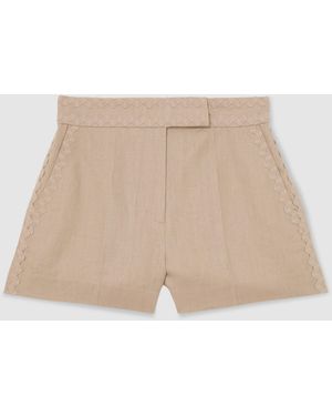 Reiss Linen Wave-Trim Shorts - Natural