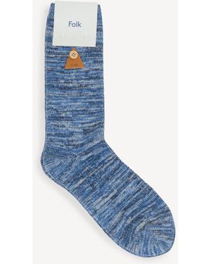Folk Melange Socks - Blue