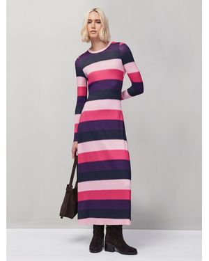 Ro & Zo Blurred Stripe Jersey Dress - White