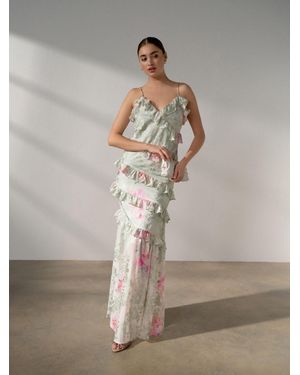 Next Strappy Ruffle Occasion Dress - Gray