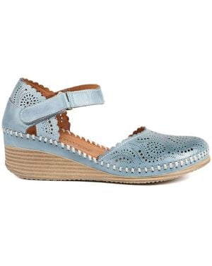Pavers Casual Leather Touch Fasten Mary Janes - Blue