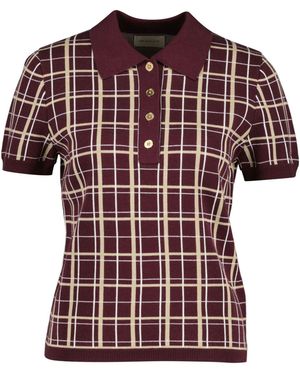 GANT Checked Knit Polo Shirt - Red