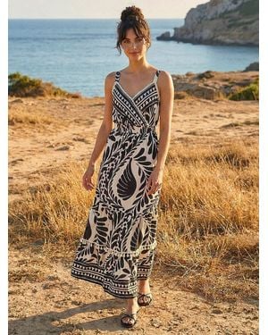 Roman Abstract Twist Maxi Dress - Metallic