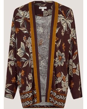 Monsoon Esther Floral Linen Blend Jacket - Brown