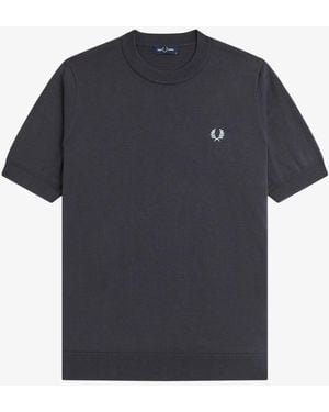 Fred Perry Cotton Knitted T-Shirt - Black
