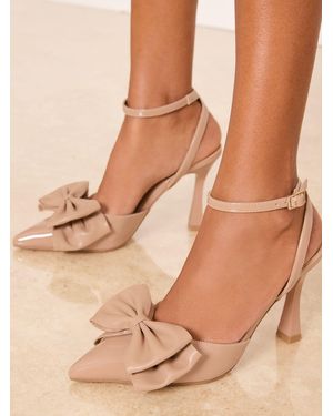 Lipsy Standard Fit Bow Detail Two Part High Stiletto Heel Occasion Court Shoes - Natural