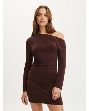 Cotton On Brooke Asymmetrical Mini Dress - Brown