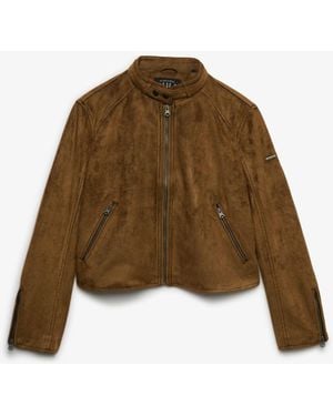 Superdry Moto Faux Leather Jacket - Natural