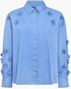 French Connection Alexis Hemd Aus Baumwolle 3D Mit Blumenmuster Und Falten Am Rücken - Blau