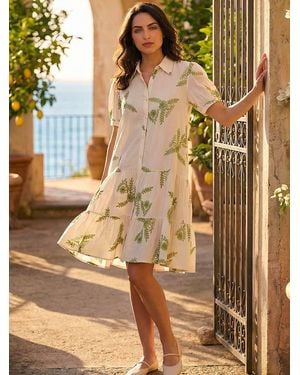 Roman Embellished Detail Tunic Dress - Brown