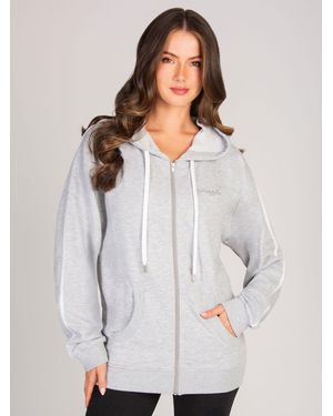 Pineapple Stripe Panel Zip Hoodie - White