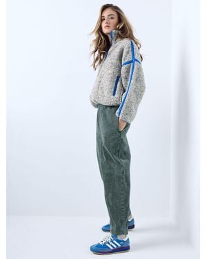 Next Washed Barrel Leg Soft Cord Pants - Blue