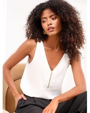 Lipsy Chiffon Satin Mix Zip Vest - White