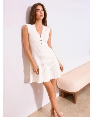 Lipsy V-Neck Button Down Knitted Dress - Pink