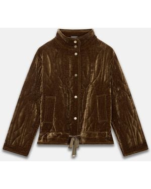 Mint Velvet Velvet Quilted Jacket - Brown