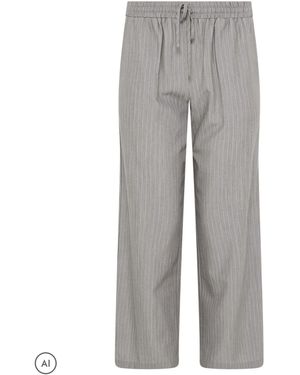 M Com Petite Pinstripe Wide Leg Trousers - Grey