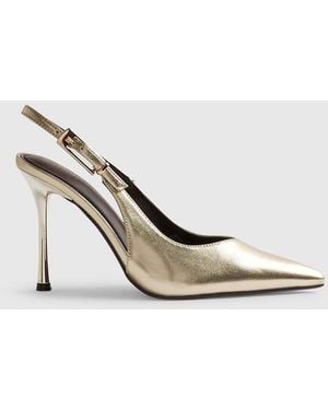 River Island Pointed Metallic Sling Back Courts - White