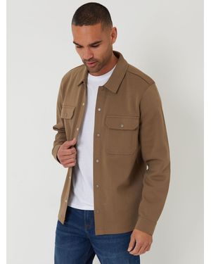 Threadbare Pique Popper Fastening Shacket - Natural
