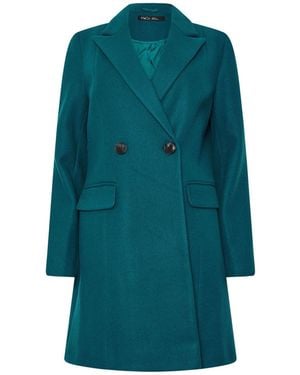 M Com Double Breasted Mid Length Coat - Green
