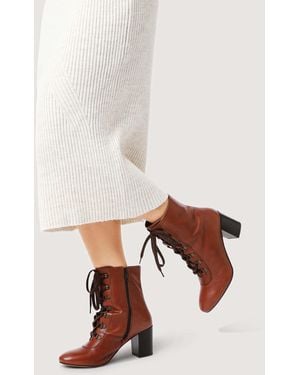 Jones Bootmaker Liana Lace-Up Heeled Ladies Ankle Boots - White