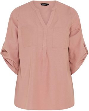 Evans Linen Blend Collared Overhead Shirt - Pink