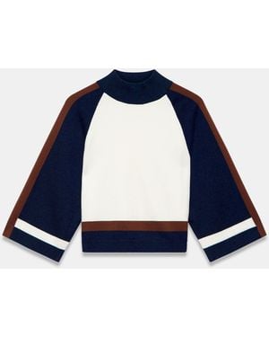 Mint Velvet Color Block Wide Sleeve Knit Top - Blue