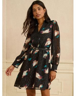 Love & Roses Mini Shirt Dress - Black