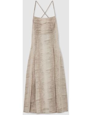 Reiss Eloise - Neutral Snake-print Midi Beach Dress, Us 10 - Natural