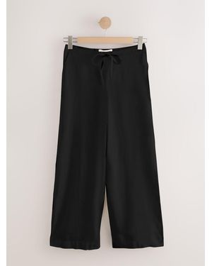 Next Linen Blend Wide Leg Pants - Black