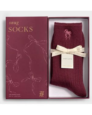 Katie Loxton Gift Boxed Bow Ribbed Socks - Red