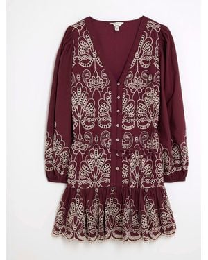 River Island Broiderie Shirt Dress - Purple