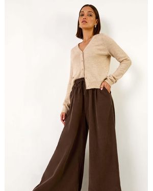 Roman Corduroy Wide Leg 100% Cotton Pants - Brown