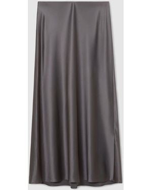Reiss Sofia Silk Slip Midi Skirt - Gray