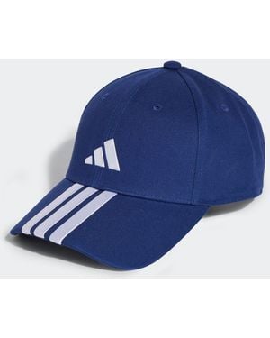 adidas 3 Stripe 100% Cotton Baseball Cap - Blue