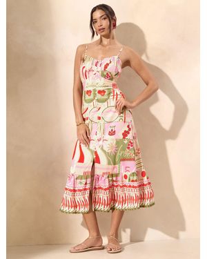 Lipsy Linen Blend Button Through Midi Dress - Natural