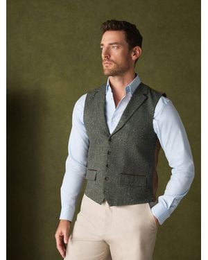 Next Khaki Wool Blend Donegal Textured Waistcoat - Green