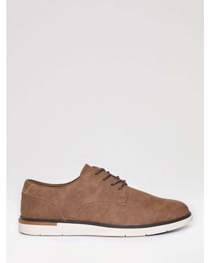 Threadbare Faux Suede Derby Shoes - Brown