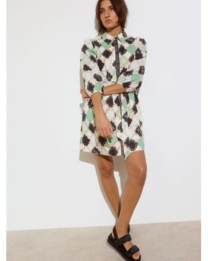 Oliver Bonas Pastel Geometric Patched Mini 100% Cotton Shirt Dress - White